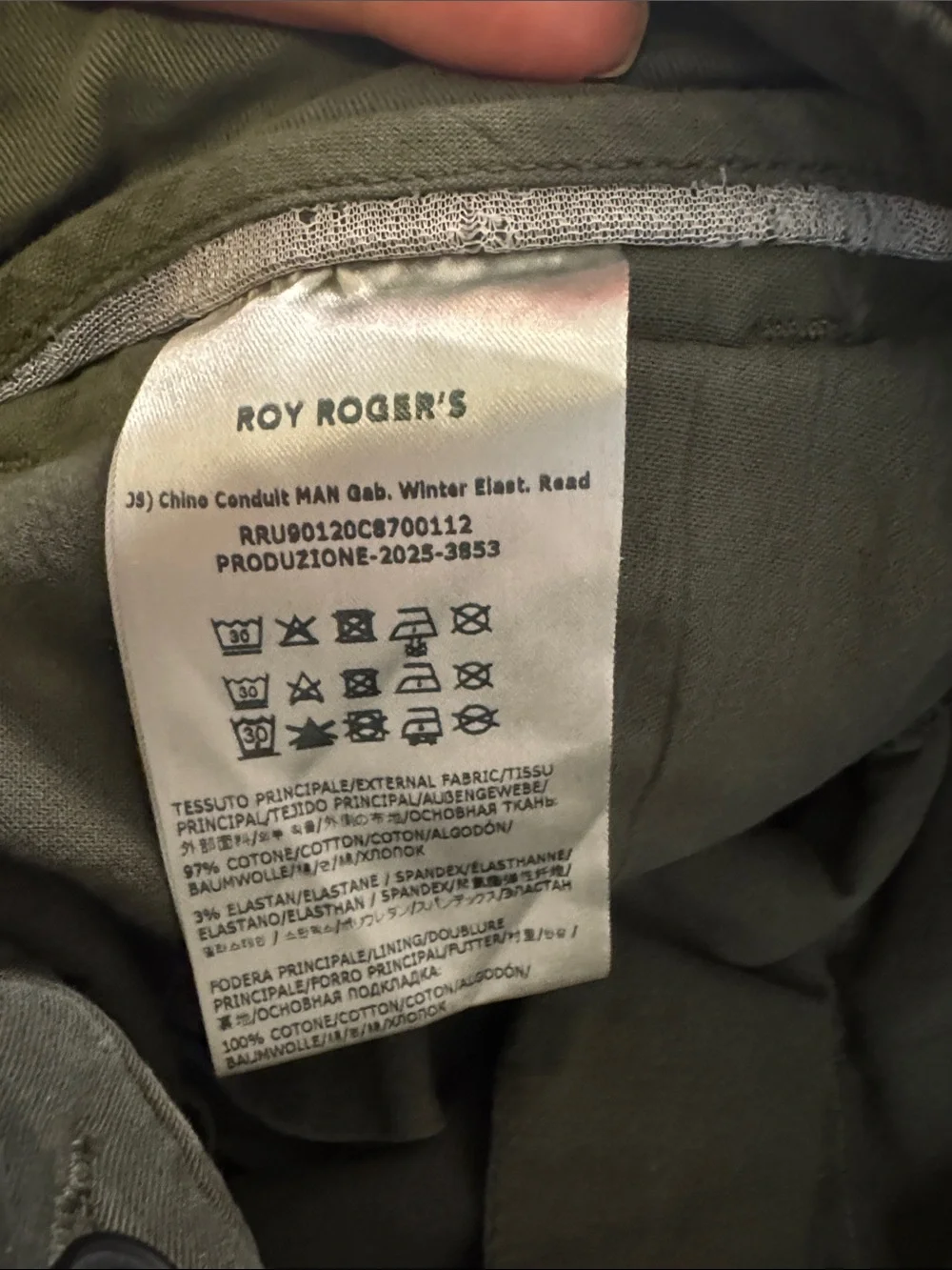 Roy Rogers Dark Olive Green Men's Chino Pants